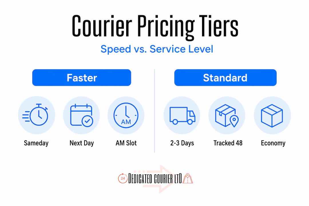 Infographic comparing express and standard courier pricing tiers