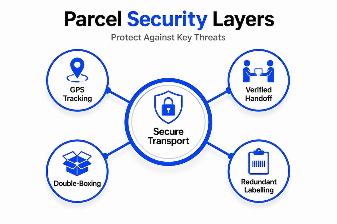 Infographic showing parcel security layers hierarchy