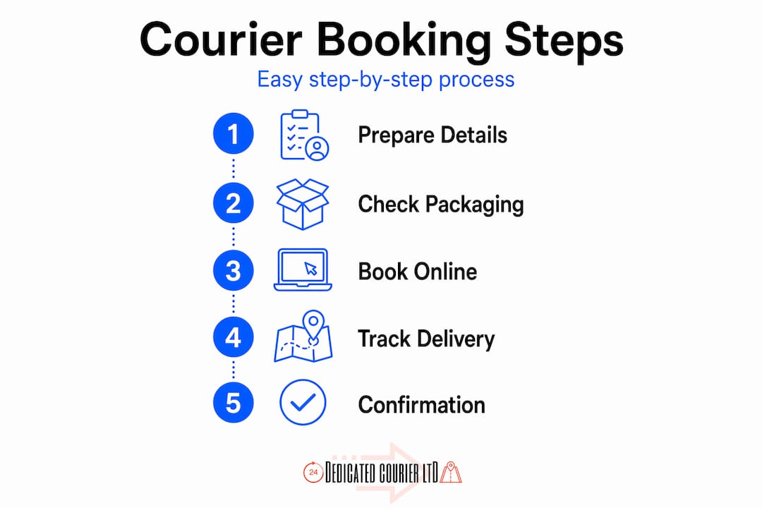 Step-by-step courier booking process infographic