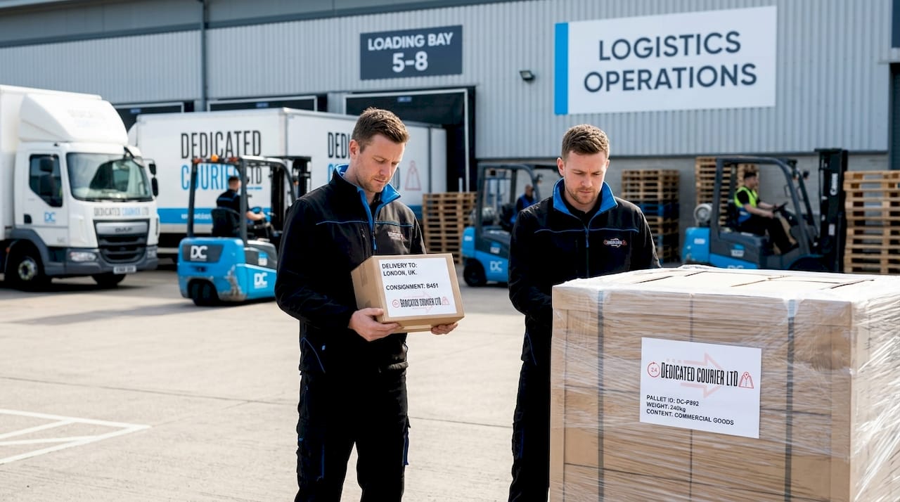 Comparison of parcel package and freight pallet