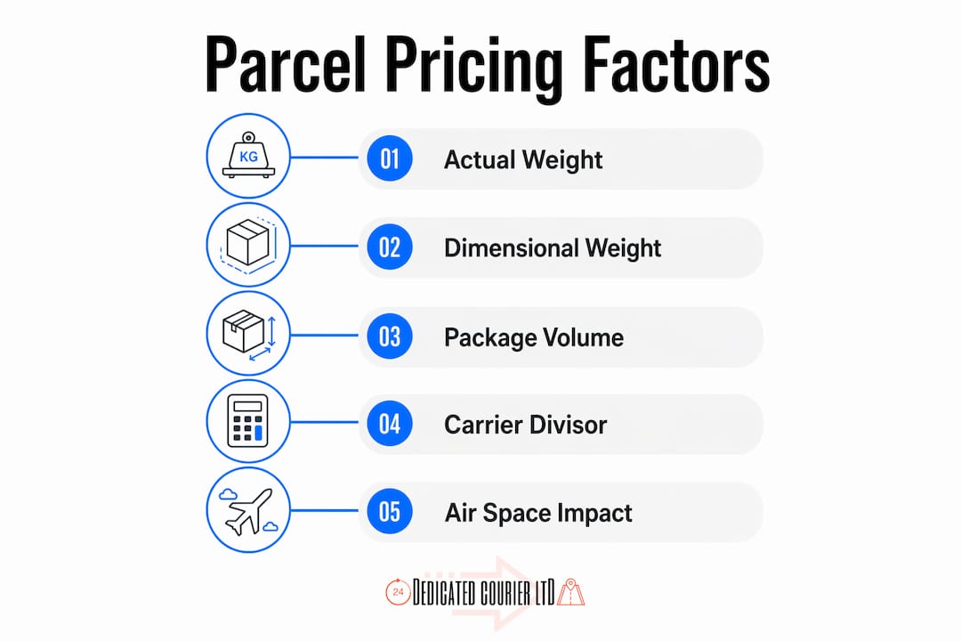 Infographic outlining key parcel pricing factors
