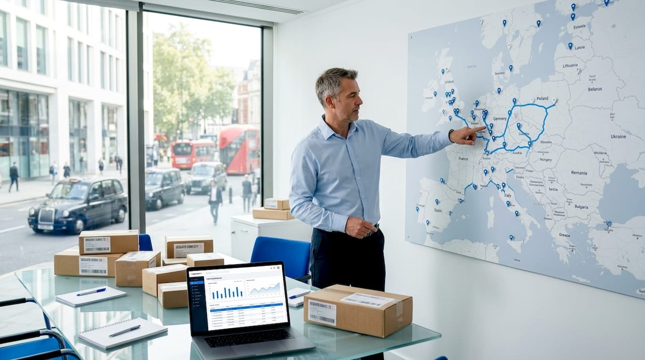 Logistics manager planning parcel delivery routes