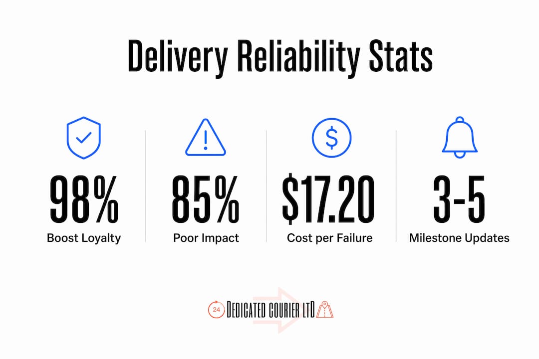 Infographic showing key delivery reliability statistics