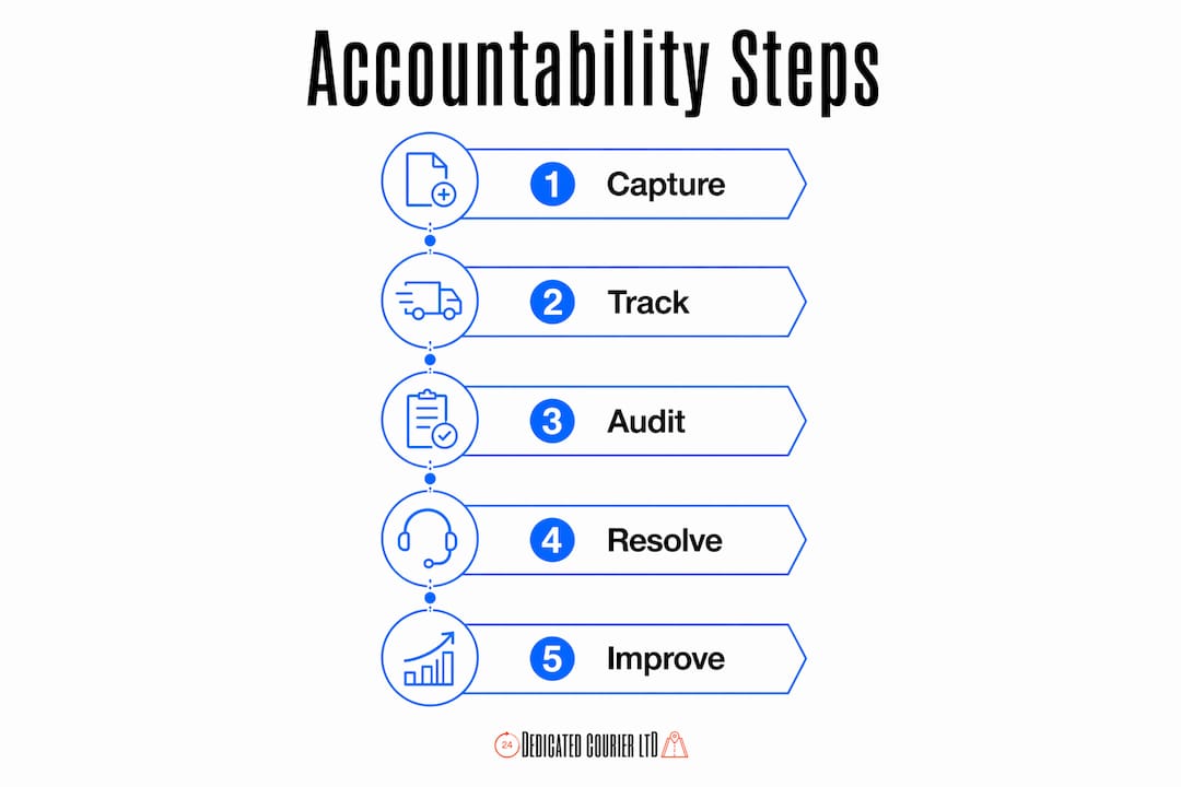 Infographic showing five accountability process steps