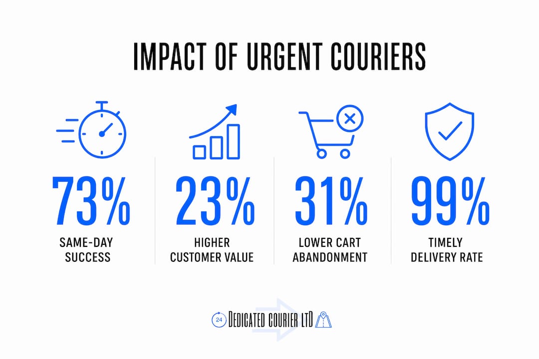 Infographic showing urgent courier service impact statistics