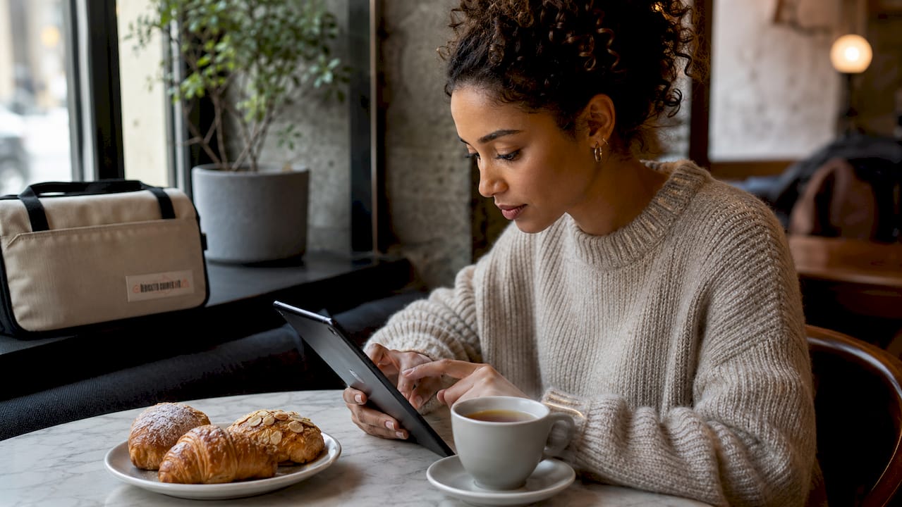 Woman browsing online shopping for delivery