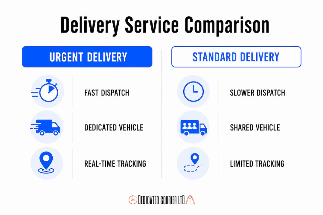 Infographic comparing urgent and standard delivery services