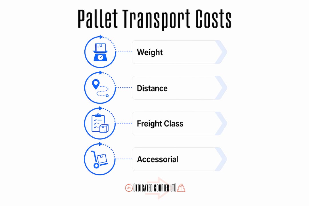 Infographic outlining key pallet transport cost factors