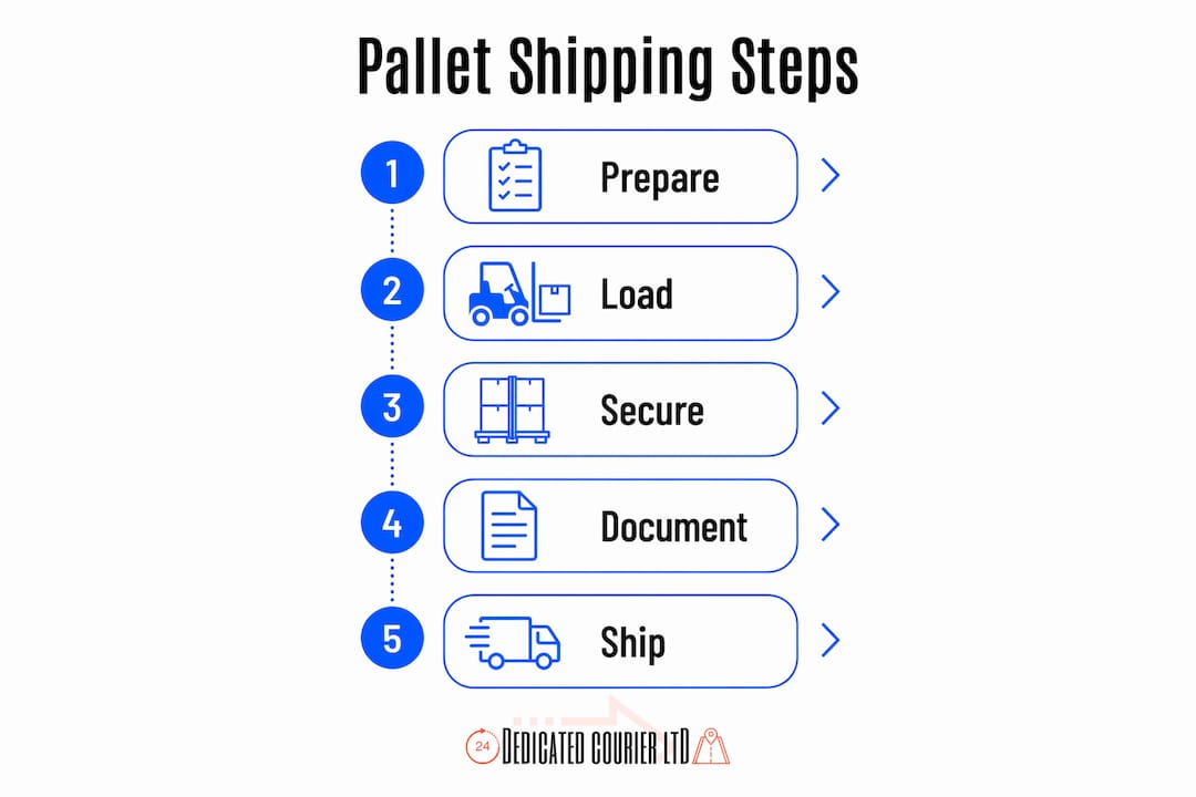 Infographic illustrating step-by-step pallet shipping process