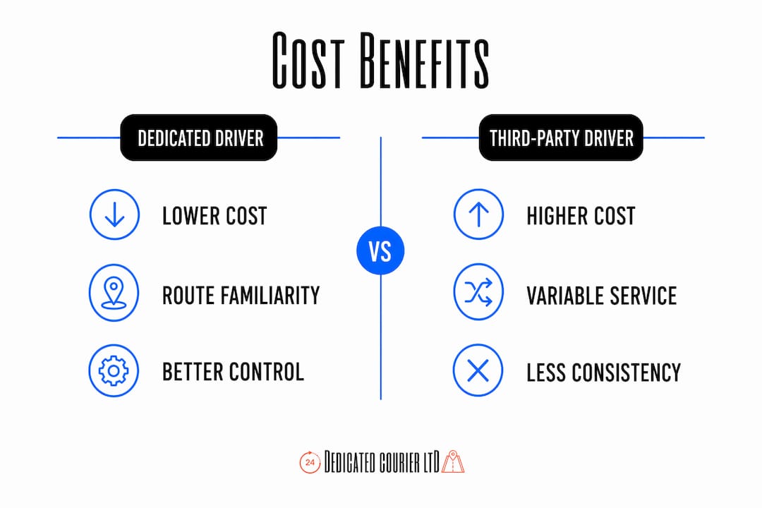Infographic comparing cost benefits of dedicated vs third-party drivers
