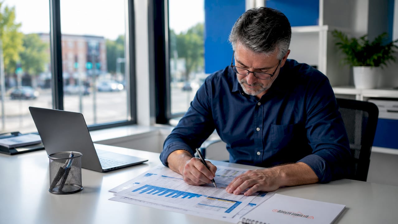 Courier coordinator reviewing delivery schedules