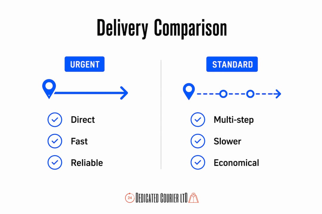 Infographic comparing urgent and standard delivery