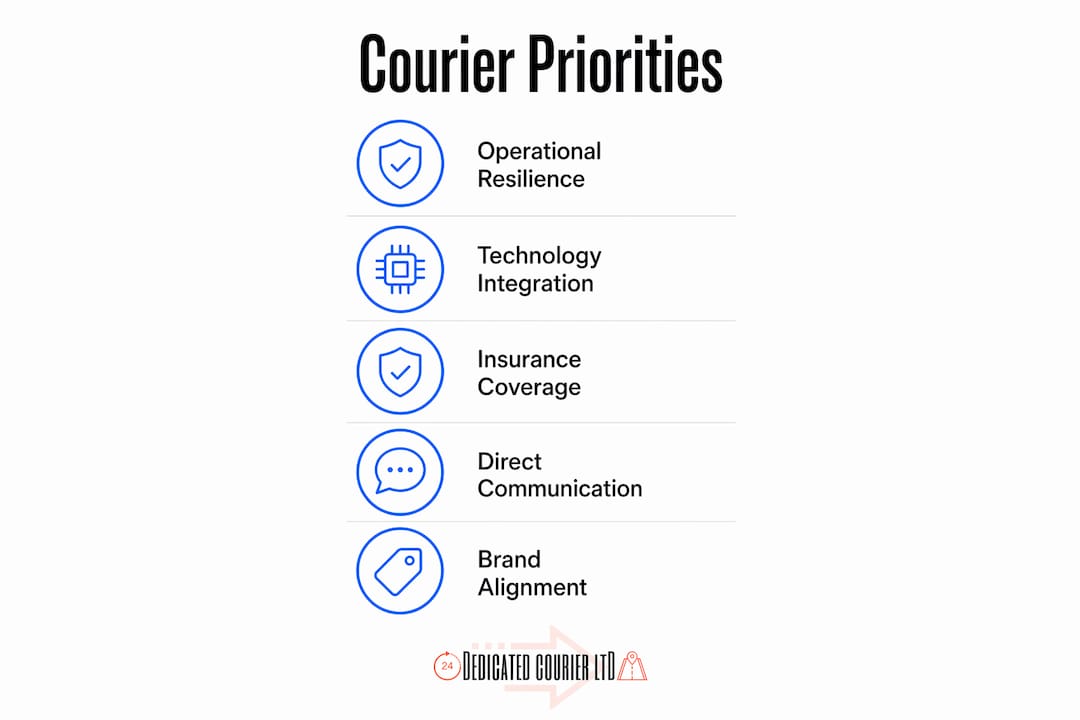 Infographic showing key priorities in dedicated courier services