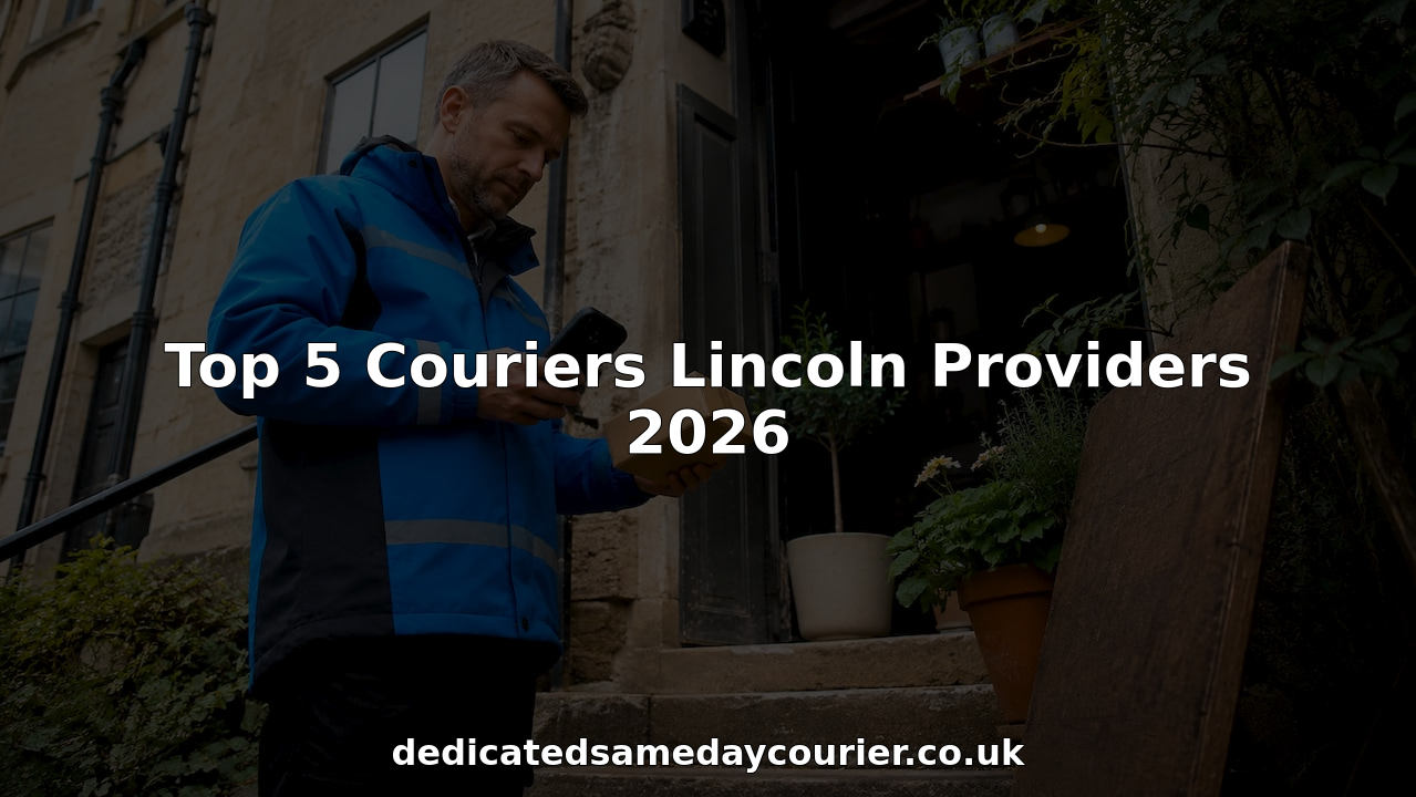 Courier collecting parcel on urban street