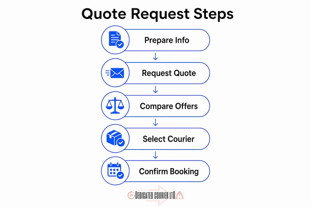 Infographic showing steps in requesting a courier quote
