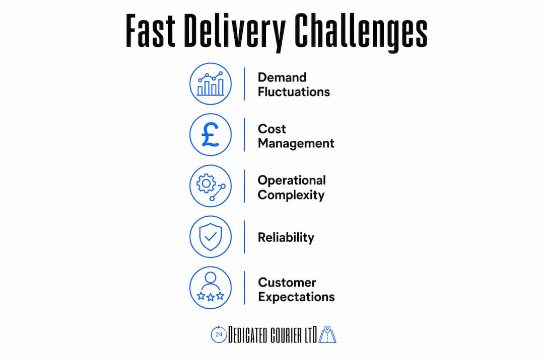 Infographic illustrating key fast delivery challenges