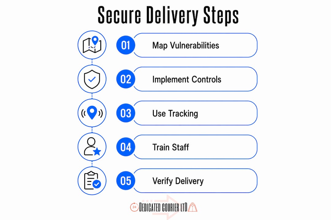 Infographic showing five key secure delivery steps