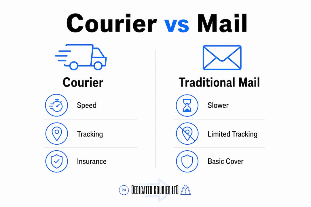 Infographic comparing courier and traditional mail