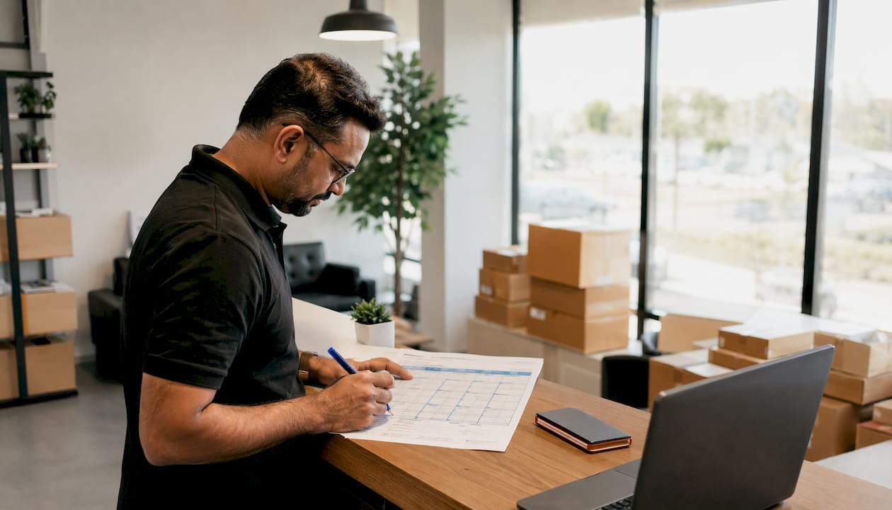 Manager reviewing scheduled courier routes