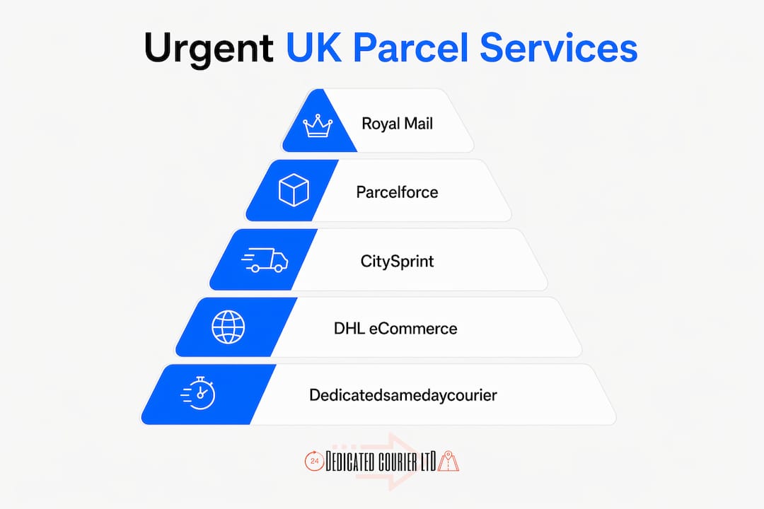 Infographic ranking urgent UK parcel courier services