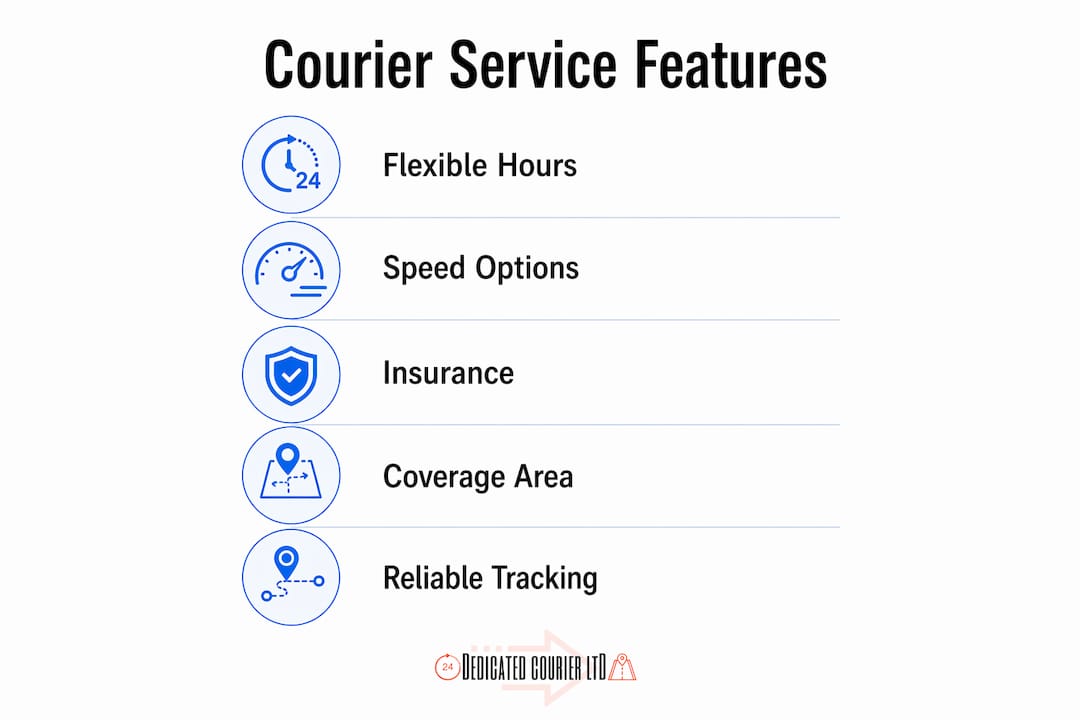 Infographic illustrating five key courier service features