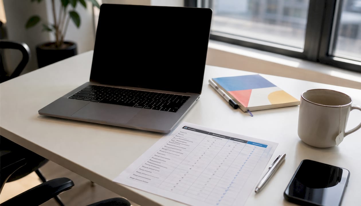 Courier services comparison table on desk