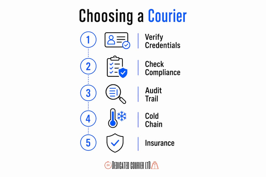 Infographic displaying steps to choose prescription courier