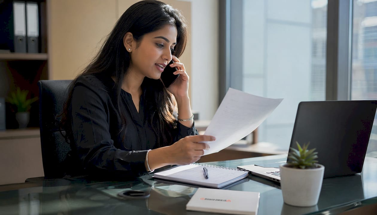 Woman phone consulting delivery schedules