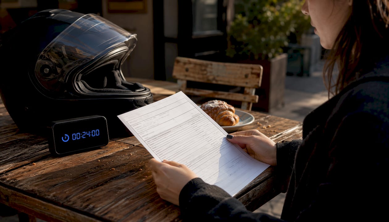 Courier preparing same-day delivery documents