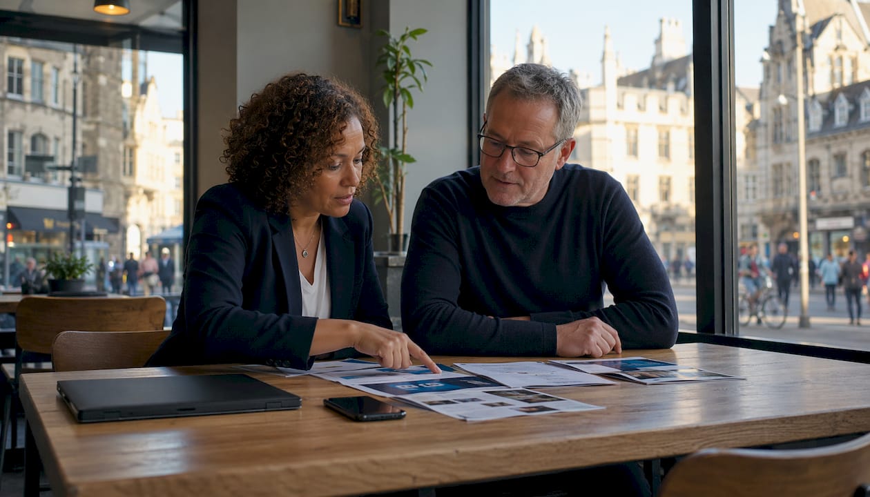 Colleagues reviewing courier options
