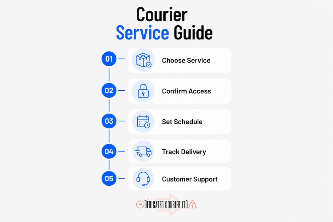 Infographic showing courier service process steps