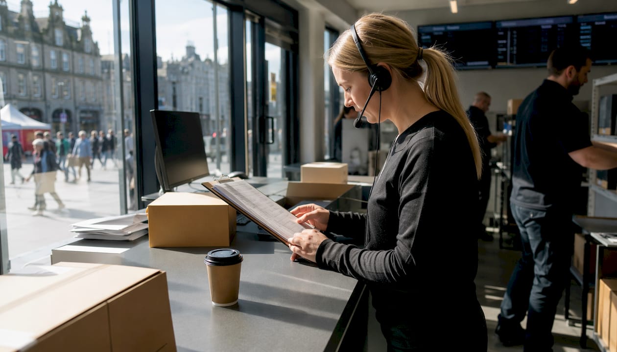 Dispatcher coordinating fast courier collections in Aberdeen