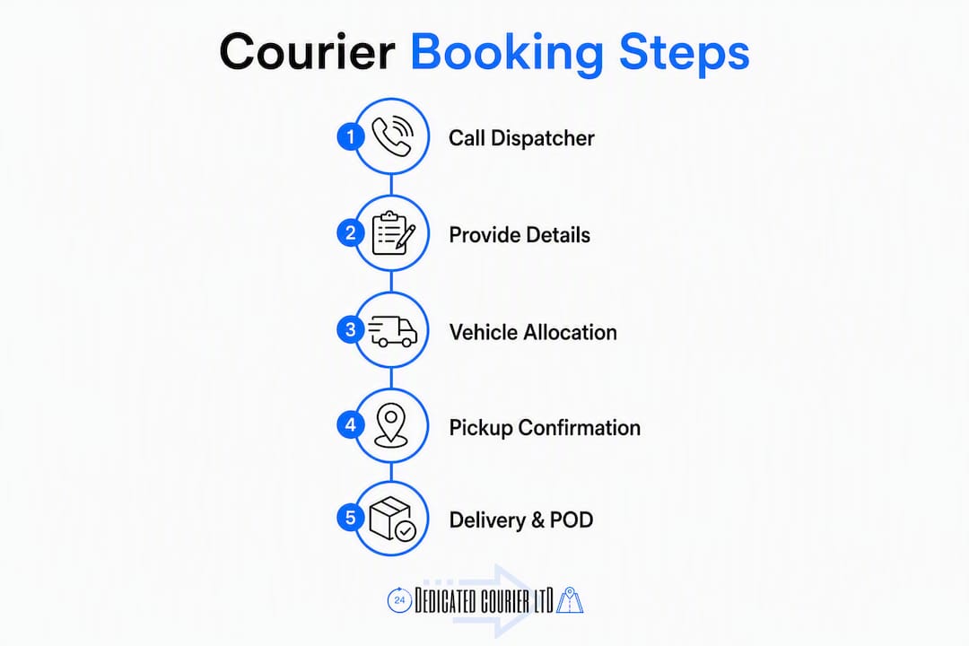 Infographic illustrating Blackburn courier booking steps