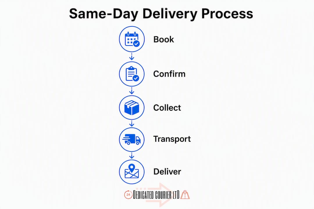 Infographic showing step-by-step Bradford courier process