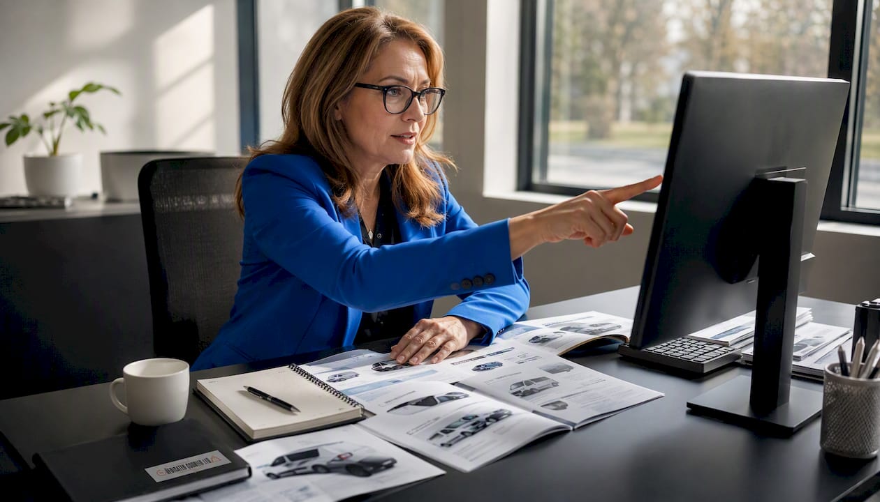 Logistics coordinator selecting courier vehicle