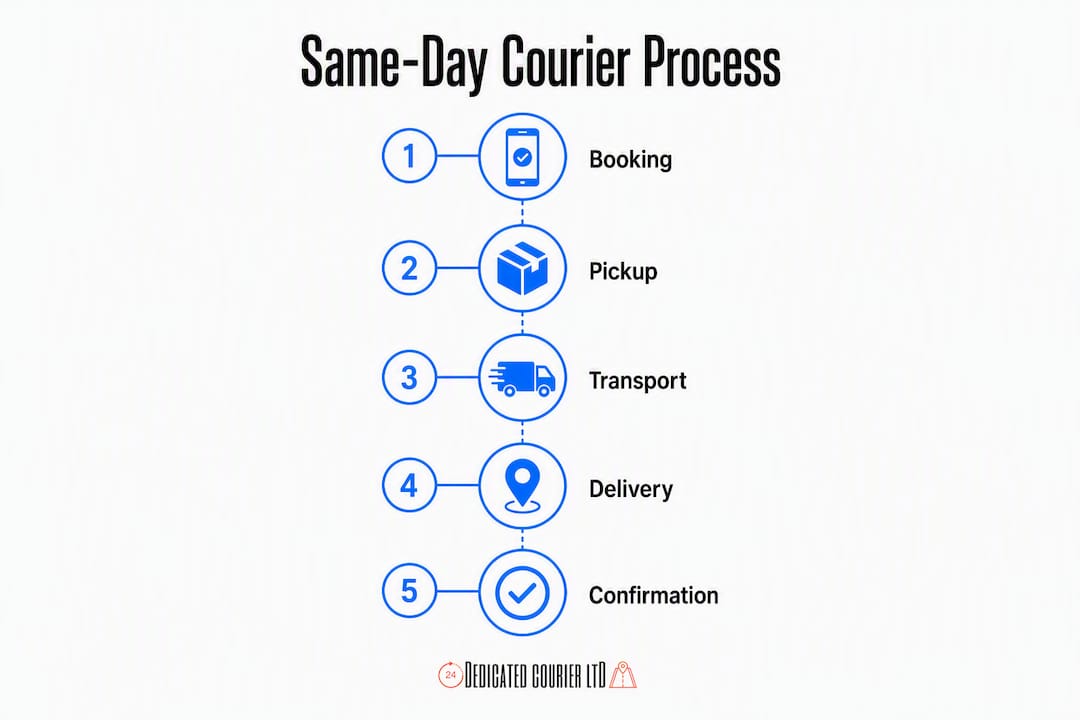 Infographic showing same-day courier service steps