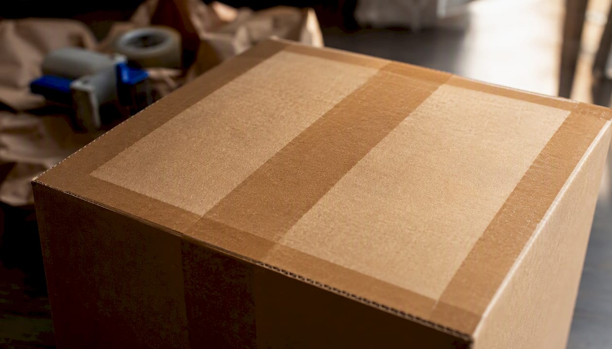 Box top sealed with H-tape packaging method