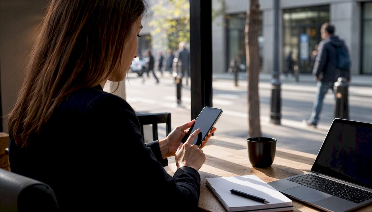 Businessperson viewing courier quote on phone