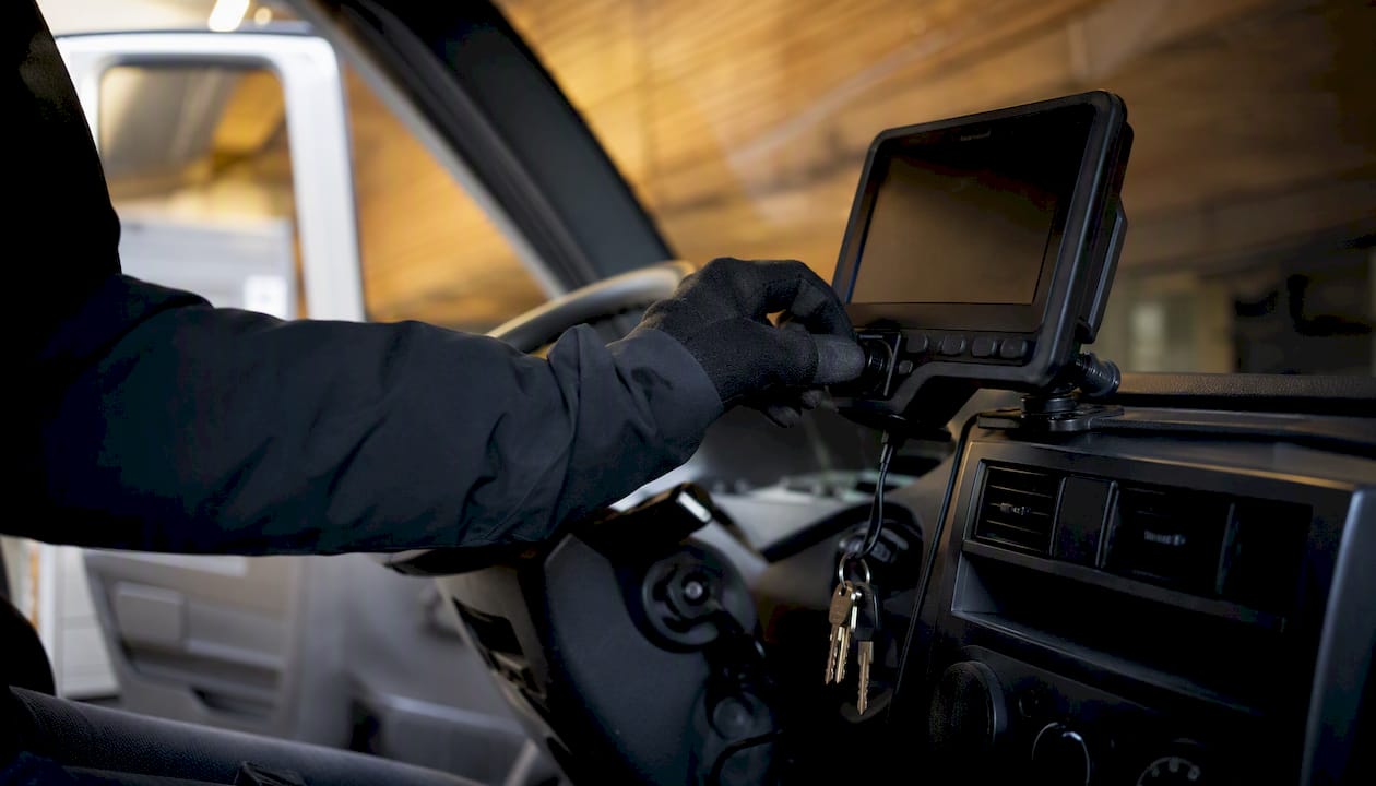 GPS telemetry device inside courier van