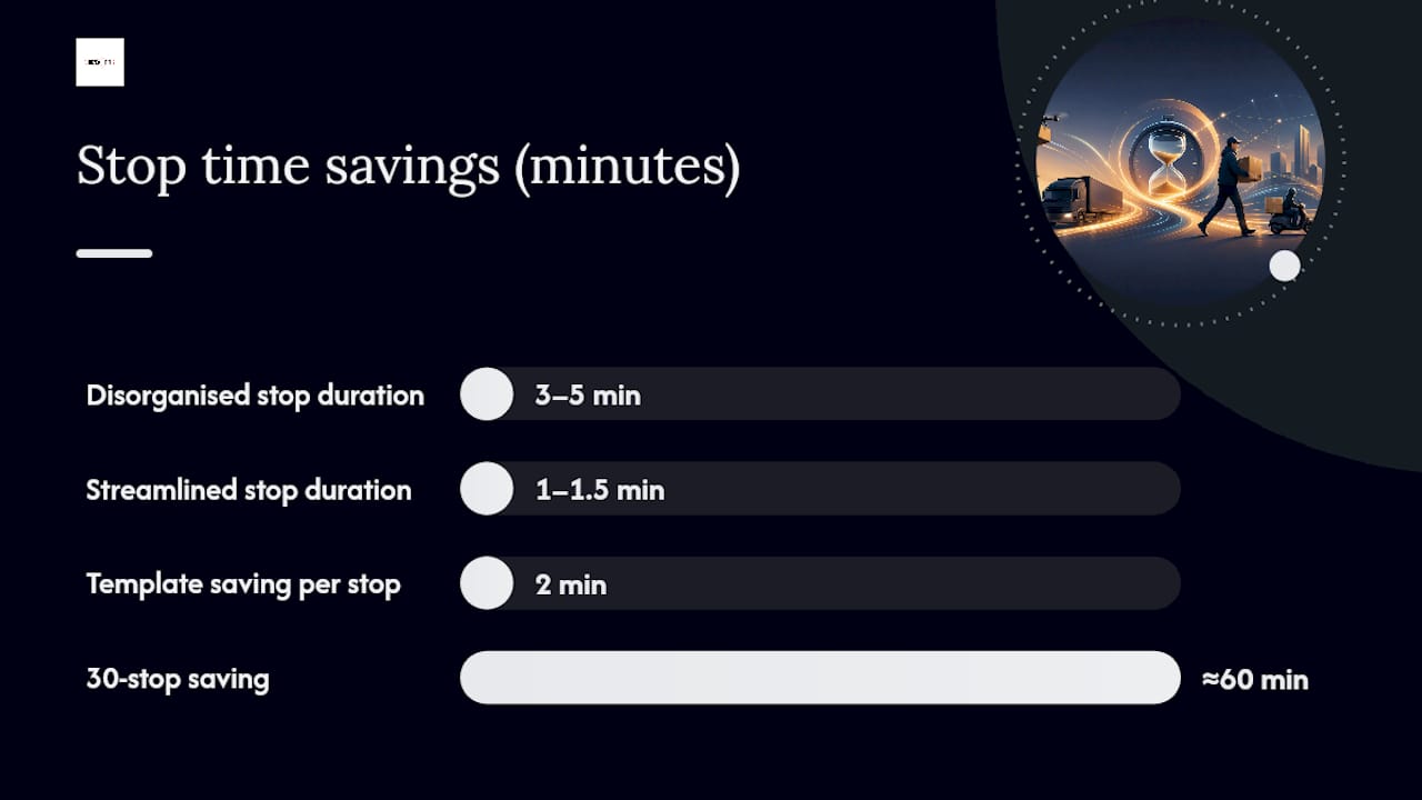 Diagram of stop efficiency time savings and ETA improvements