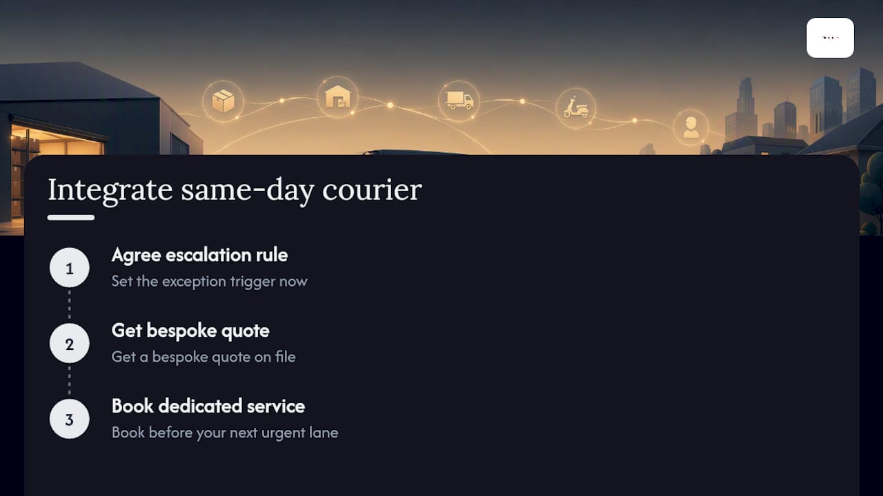 Need a dedicated same-day courier that plugs straight into your escalation process? — overview diagram