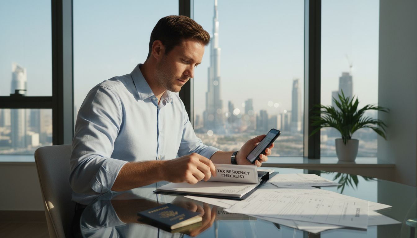 Expat reviewing UAE tax residency documents