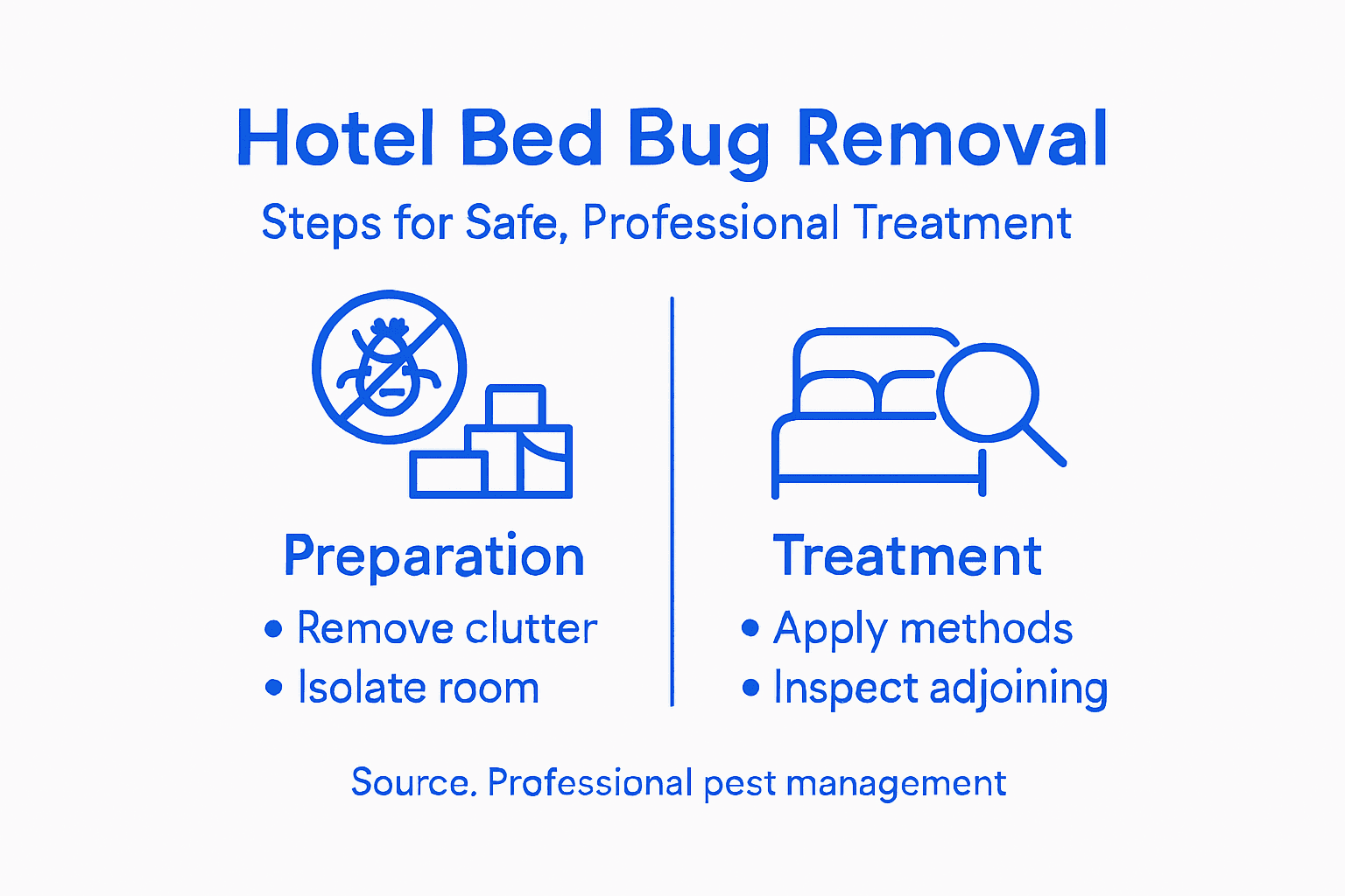 Infographic hotel bed bug removal steps