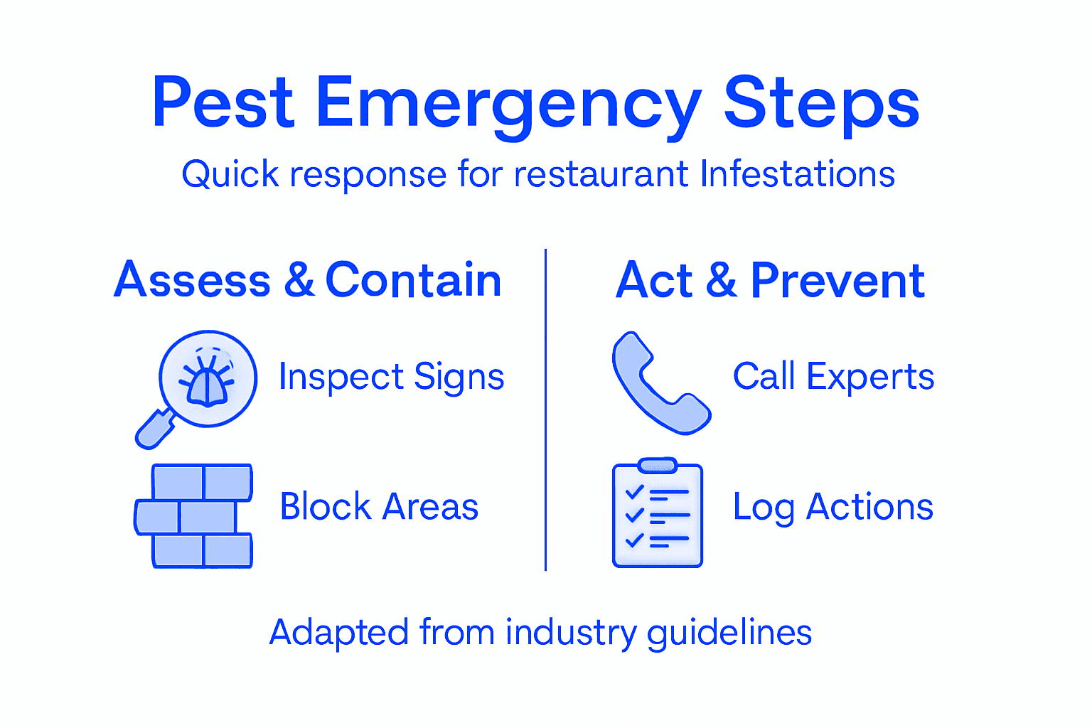 Infographic with key pest emergency steps in restaurants