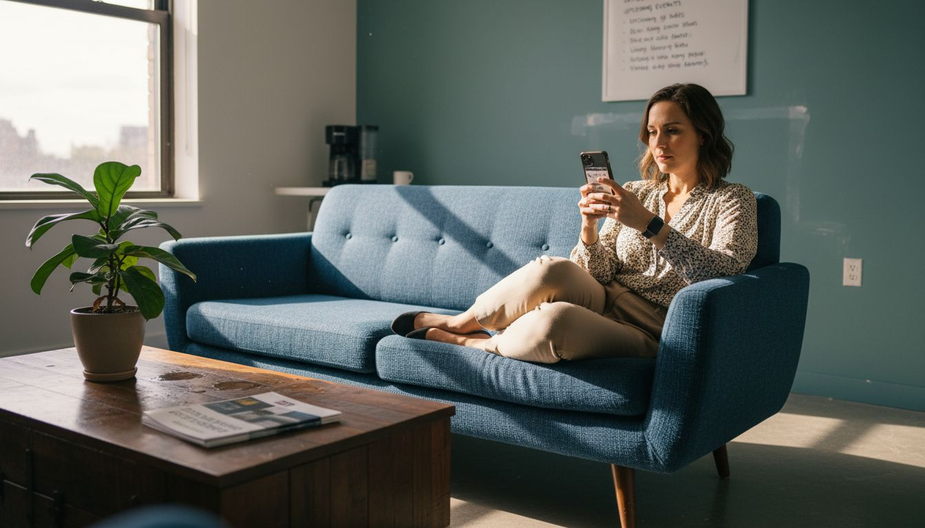 Tenant relaxing in refurbished lounge area