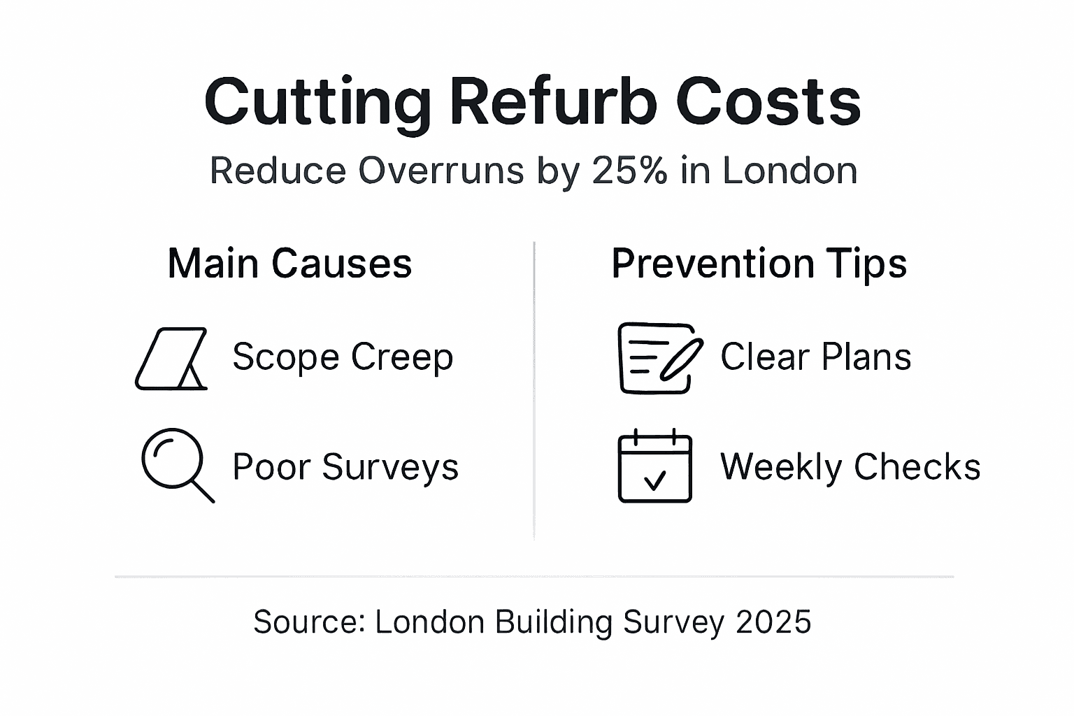 Infographic on London refurbishment cost reduction strategies