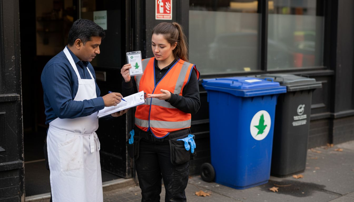 Certified technician presenting pest control credentials