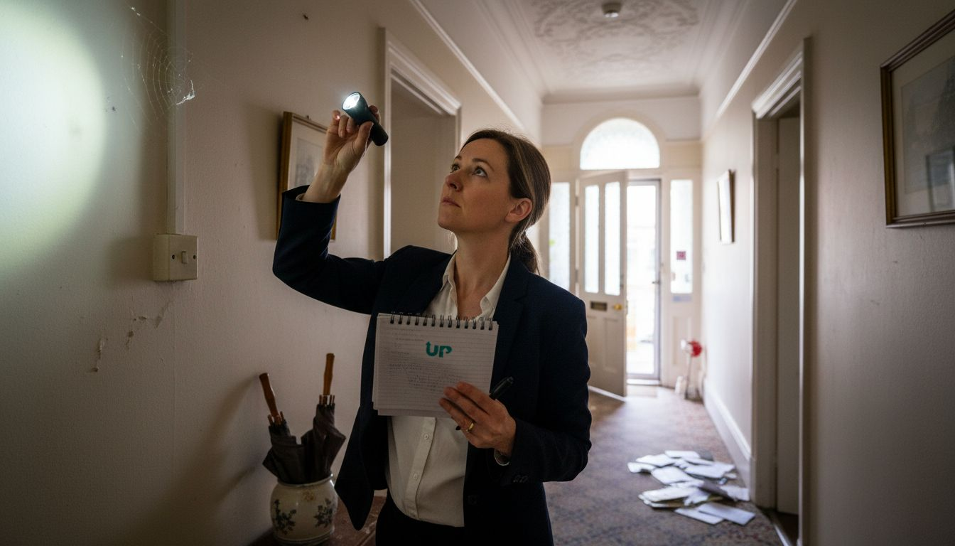Manager conducting indoor maintenance inspection