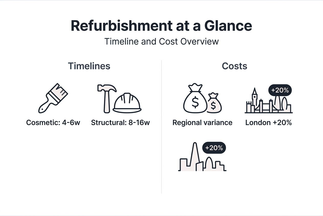 Infographic of UK refurbishment costs and timelines