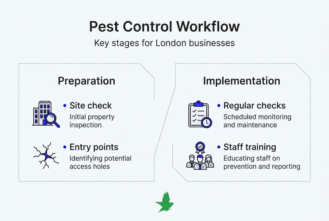 Infographic showing pest control workflow steps